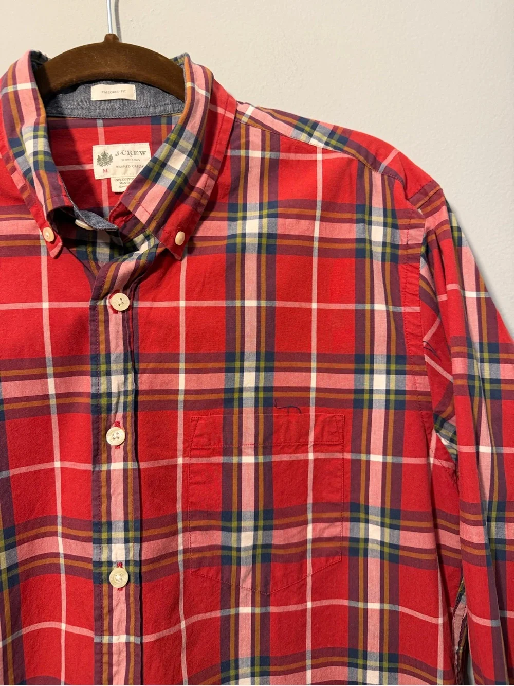 J. Crew Shirtings Casual Red Plaid Button-Down Shirt